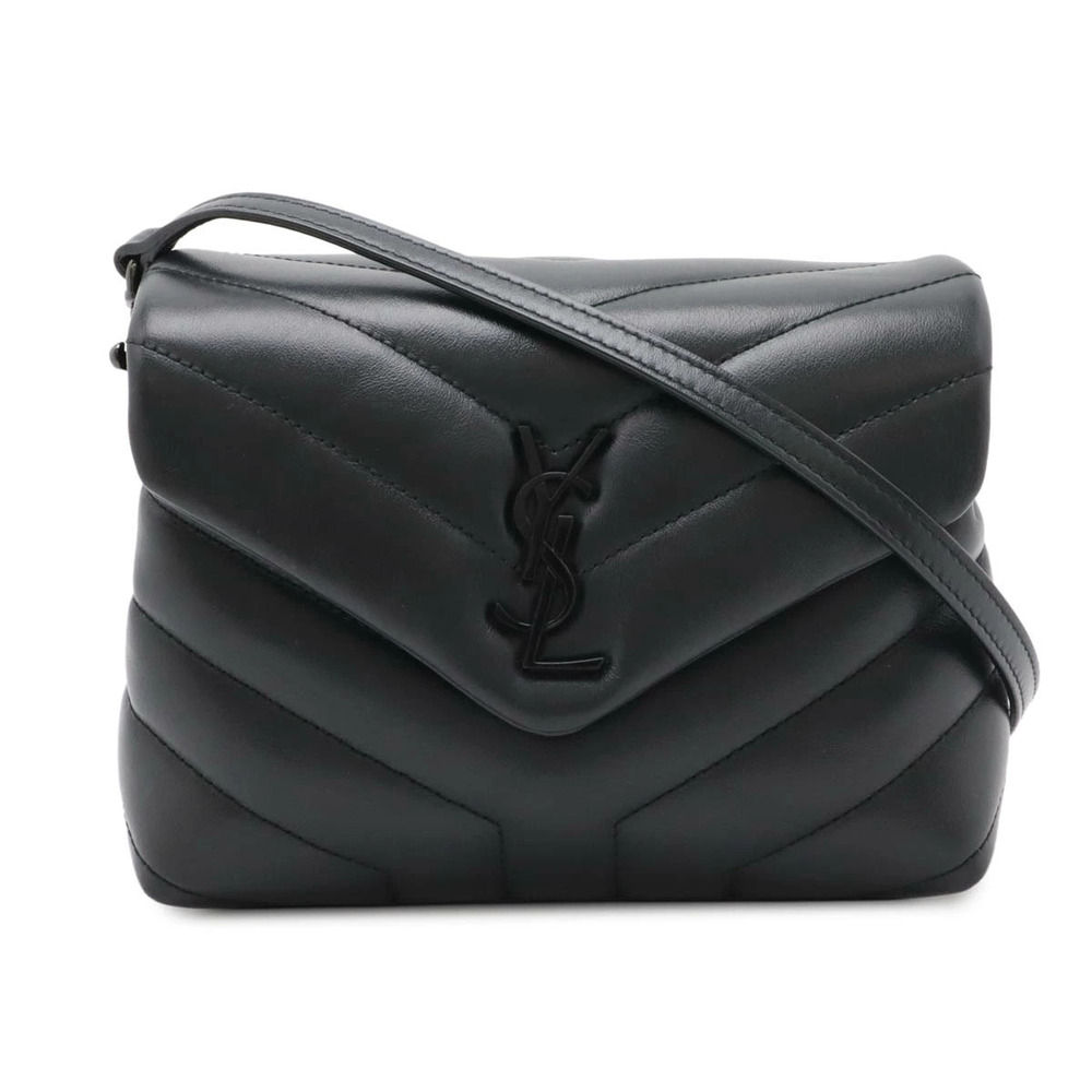 SAINT LAURENT PARIS Yves YSL Loulou Shoulder Bag Y Quilted Leather Black